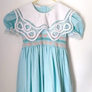 Vintage smocked dress with fancy collar